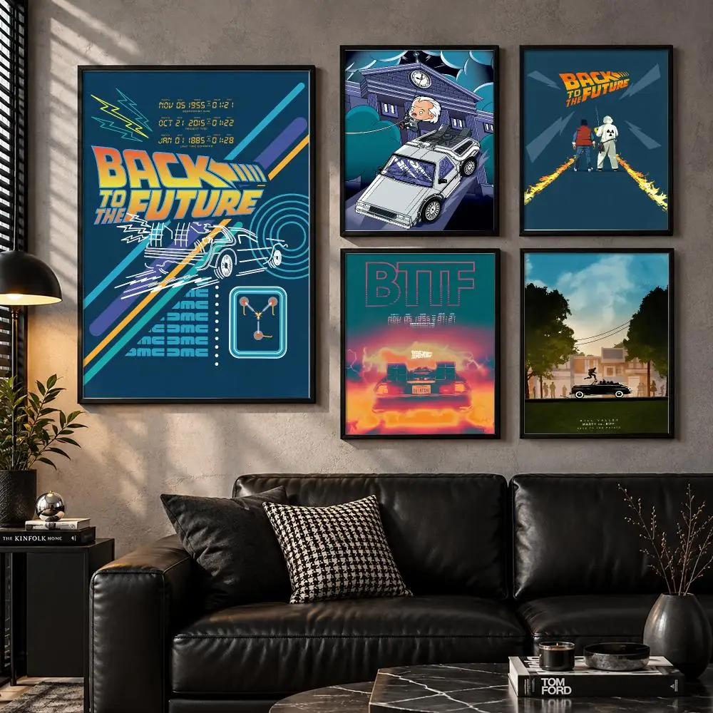 B-Back To The Future Poster Wall Art Sticker For Living Room Bedroom Bar Home Decor Mural Painting Decoration