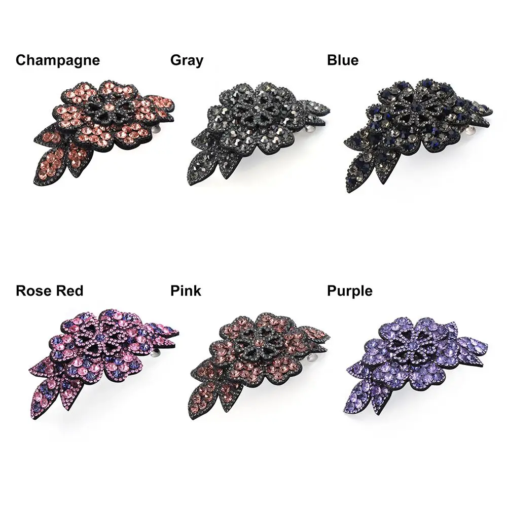 Fashion Headwear Accessories Durable Flexible Barrette Headwear Hairpins Crystal Flower Hairgrip Rhinestone Hair Clip