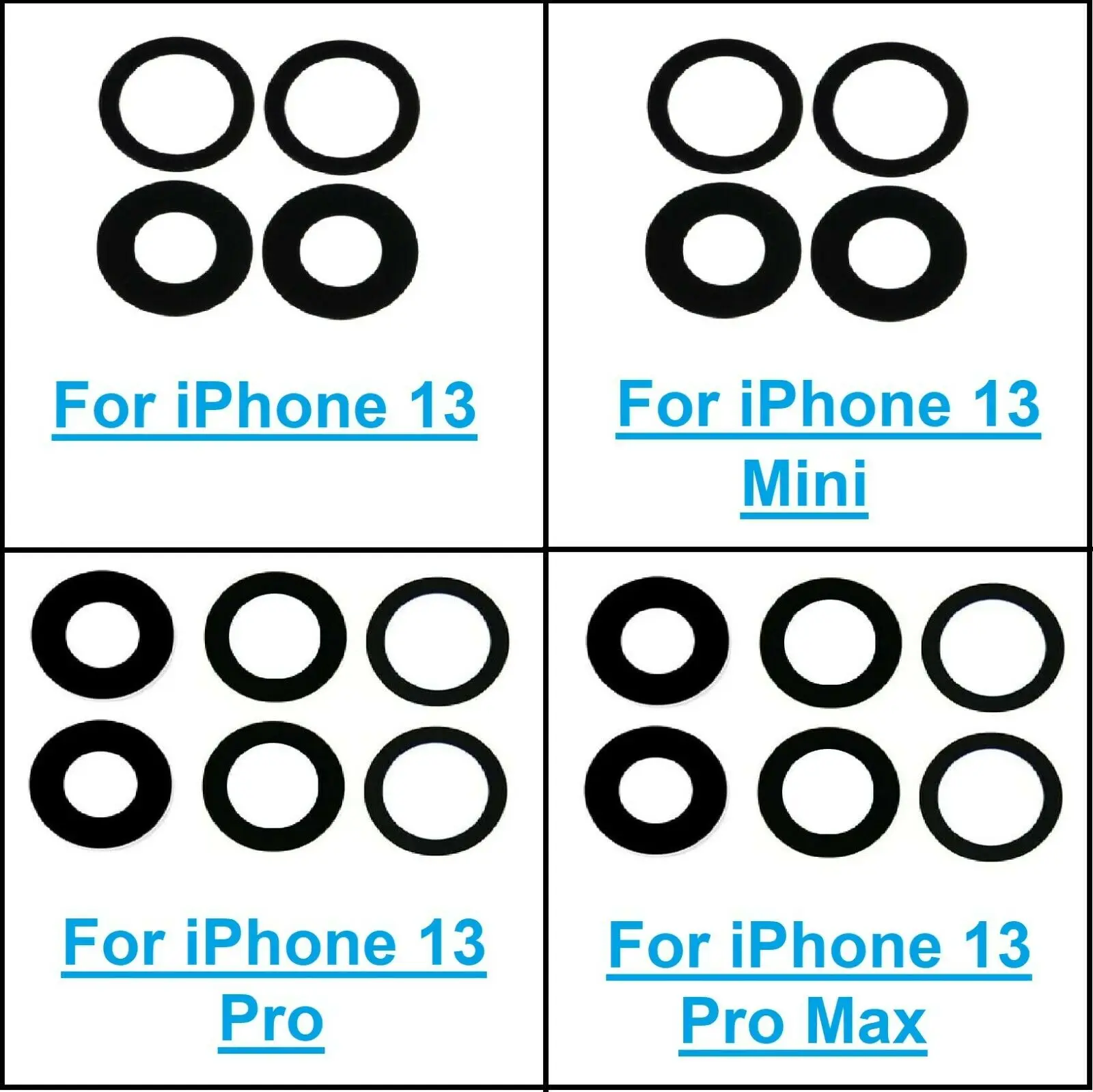 10 pcs Rear Back Camera Lens For iPhone 7 8 Plus X XS max XR 11 Pro 12 13Glass Cover with 3M Sticker Adhesive Replacement Parts