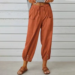 Newest Cotton Linen Pants Women Elegant Trousers Lady Formal Pants Plus Size S-5Xl Famous Brand Design Cotton Trousers Popular