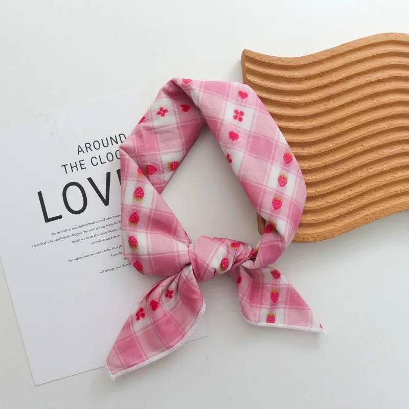 

2025 New 100% Cotton Small Flower Silk Scarf Patchwork Plaid Cotton Pastoral Floral Cute 60*60 Cotton Towel Headband