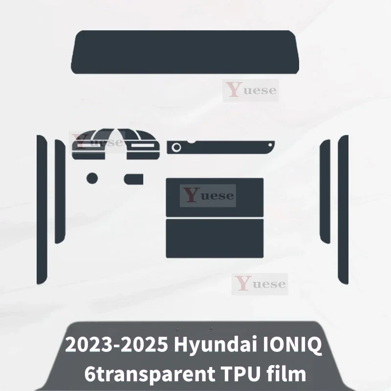 For 2023-2025 Hyundai IONIQ 6 Car Interior Center Console Transparent TPU Protective Film Anti-scratch Sticker