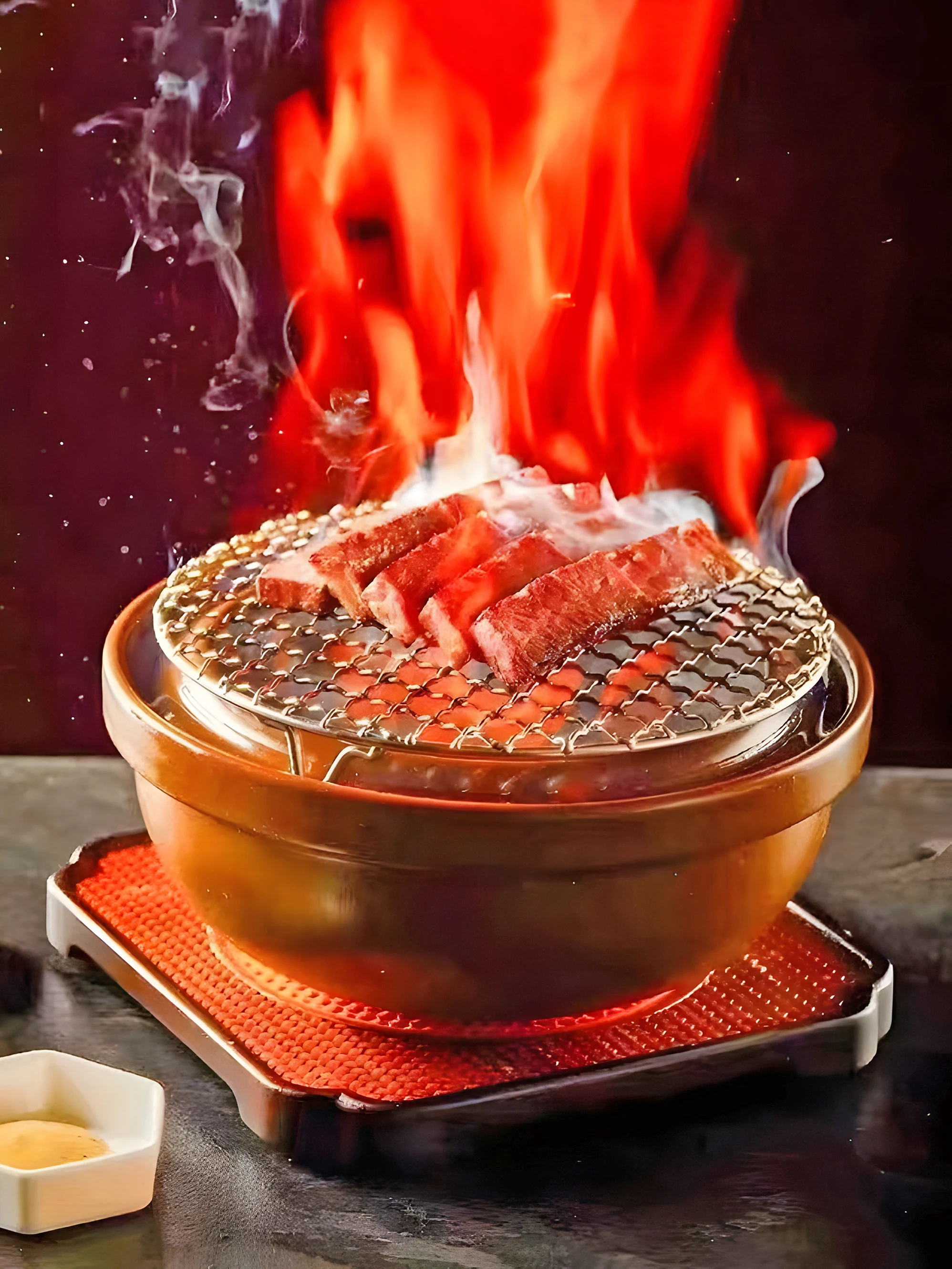 

Outdoor Korean Sle Dining Utensils round Cerc Retro Vintage Soup Bowl Restaurant Use Cam Barbecue Fire Pit Dining Ta...