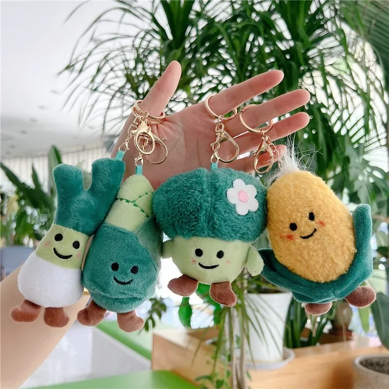 Vegetable Stuffed Plush Doll Pendant Cute Scallion Ginger Garlic Plant Plush Doll Keychain Kids Gifts Cute Bag Pendant 1Pcs