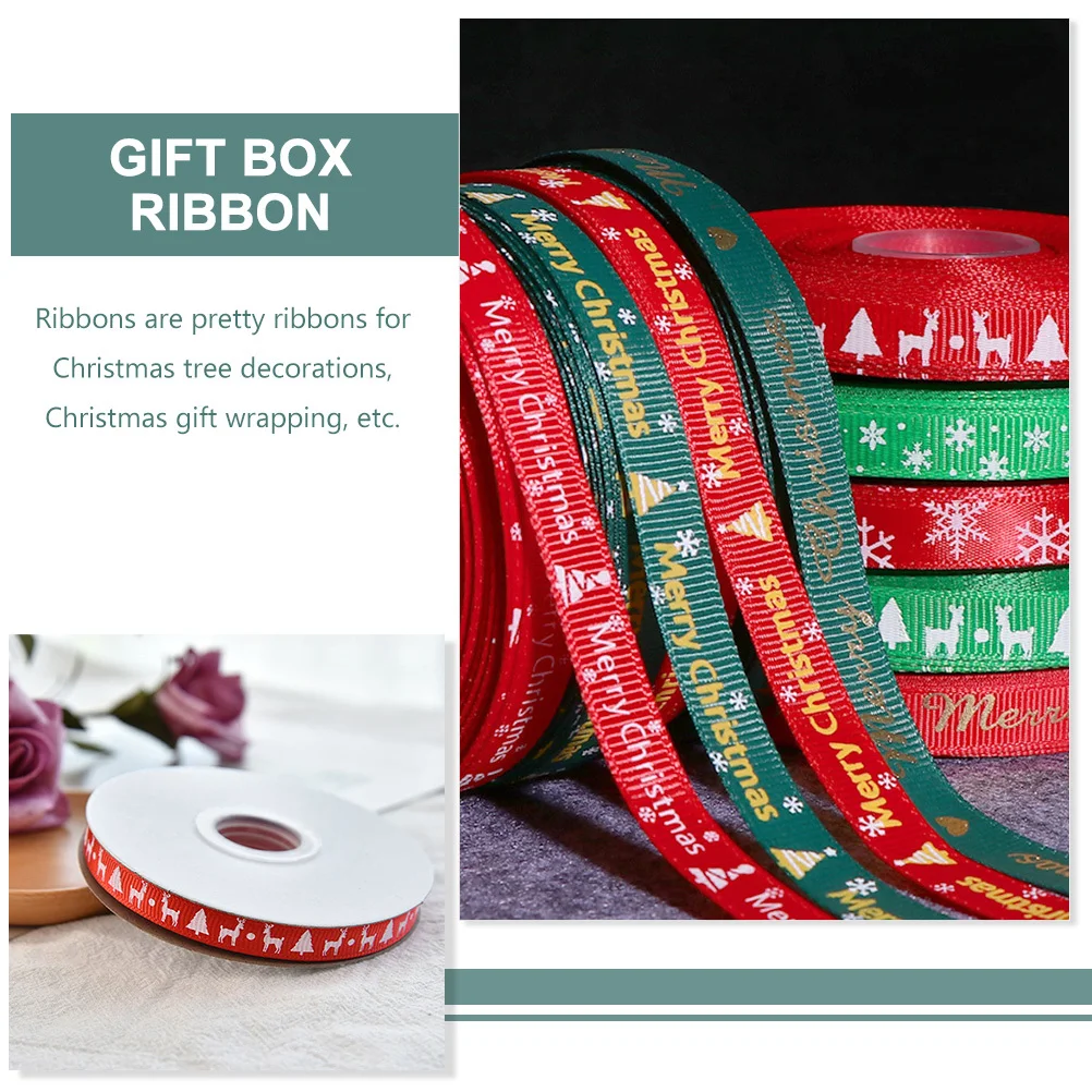 6 قطع من أشرطة تغليف هدايا عيد الميلاد، شريط حرفي متعدد الوظائف لتزيين شجرة عيد الميلاد والتغليف الحاضر #6