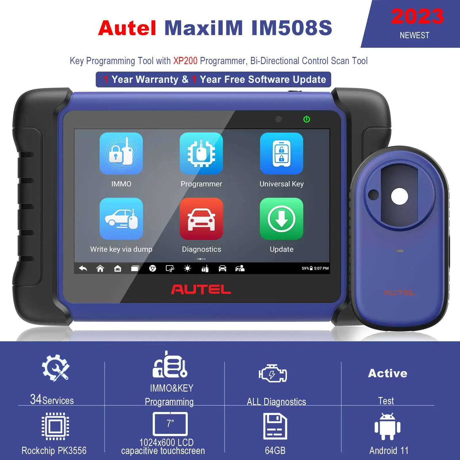 AUTEL MaxiIM IM508S IM508II With Xp200 Car Key Programming Tools Full Adapters Automotive Diagnostic Tool Scanner