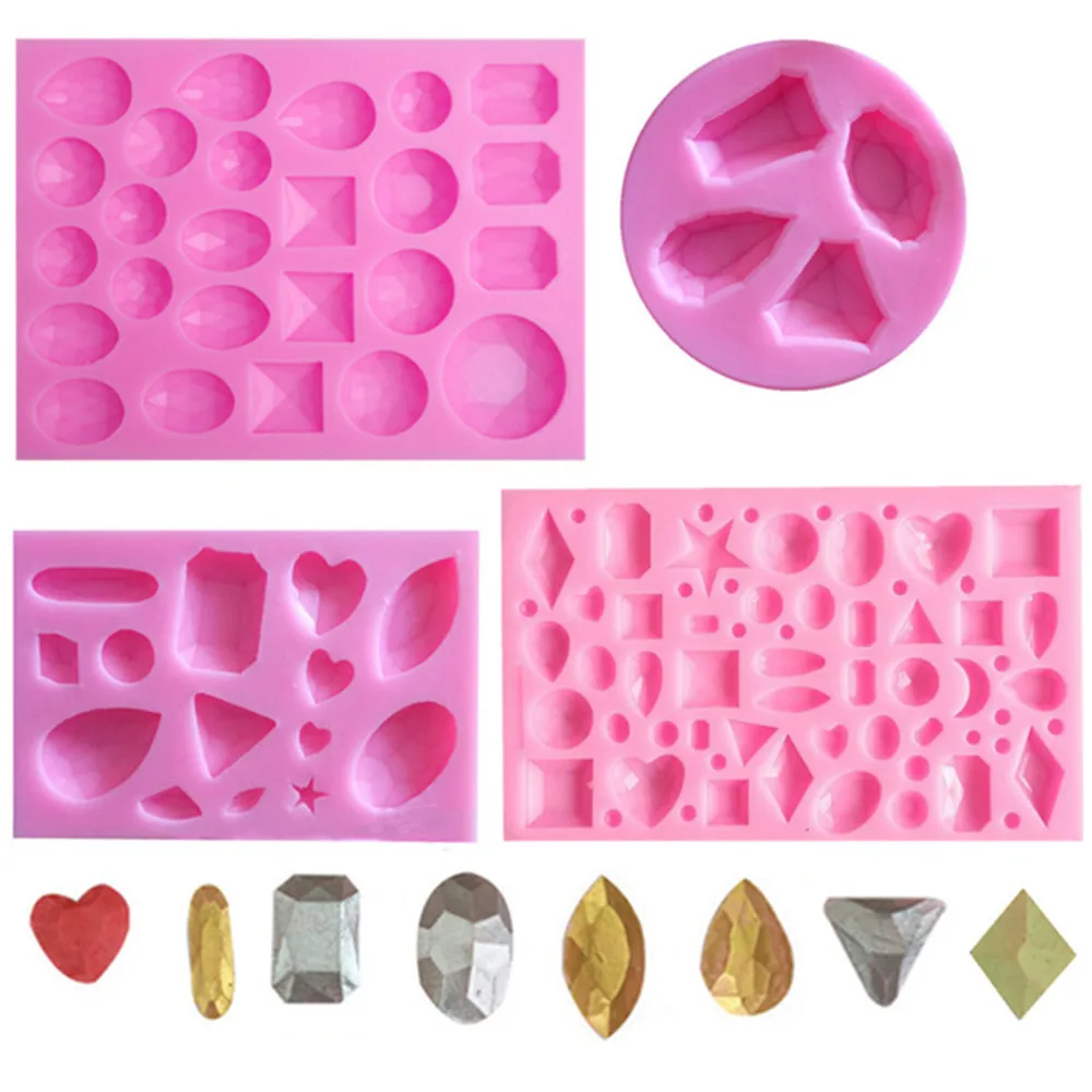 3D Gem Diamond Silicone Mold Ball Heart Square Oval Jewelry Molds for Home Craft Embed Mold Handcraft Casting Epoxy Resin Mould