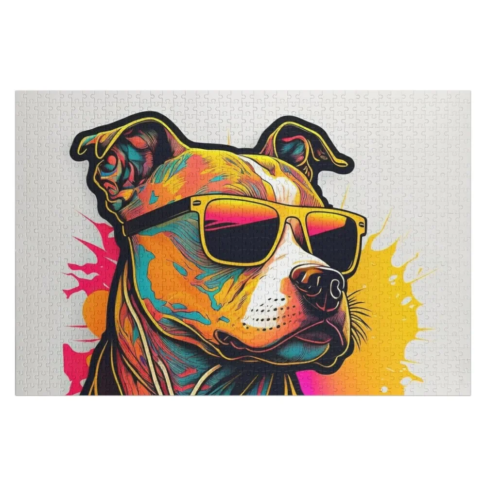 

Staffy Dog Bull Terrier Jigsaw Puzzle Personalized Baby Object Customizable Child Gift Picture Puzzle