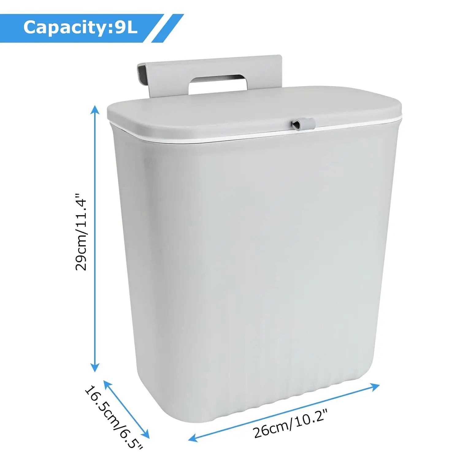 Kitchen Compost Bin with Lid 9 L Waste Bin Hanging Waste Bin Wall Mounted Kitchen Trash Can for Mountable Indoor Compost Bucke