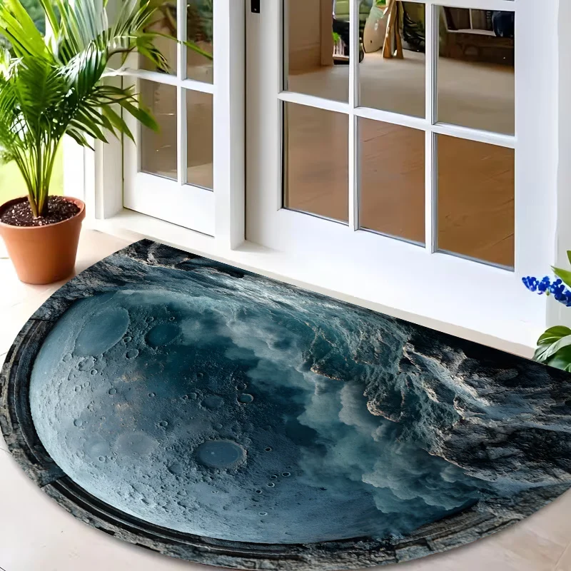 Atmospheric Galaxy Swirl Art Pattern Semi Circle Door Mat Commercial Entrance Pad For Supermarket Bistro Restaurant