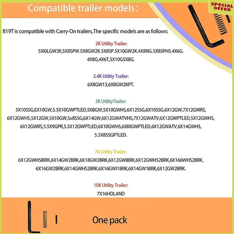 A34r 2 pacotes kit de serviço de trava de mola de porta para reboques utilitários de mão, pino de portão de reboque, trava de portão de reboque