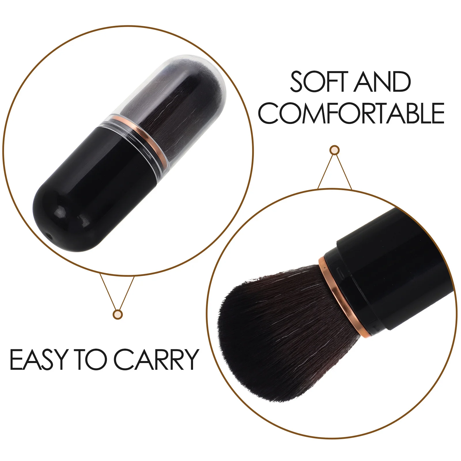 ミニ格納式メイクブラシ チークとハイライター用 旅行に便利な小さなブラシ 頬用 スムーズな仕上がり 軽量ケース