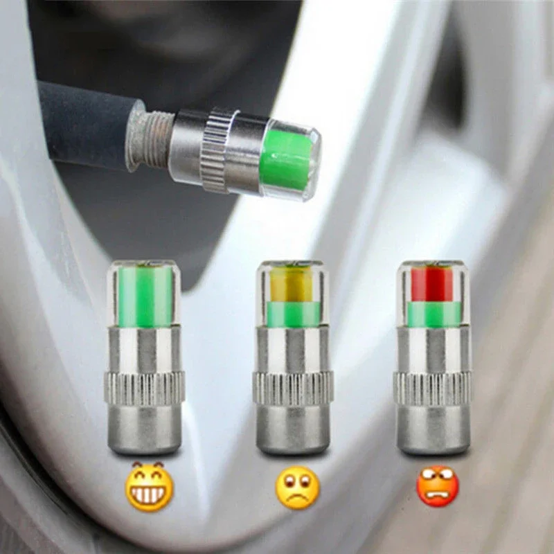 

2/4pcs Car Tire Pressure Indicator Tire Pressure Gauge Indicator Alert Monitoring Valve Cap Sensor External Valve Detection