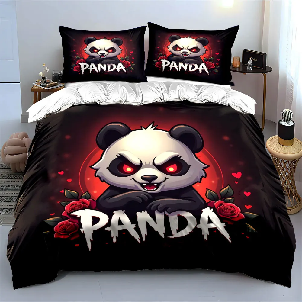 Evil Panda Themed Gift Set Multiple sizes kid's and adults' bedroom Exquisite 3PC bedding set, gift