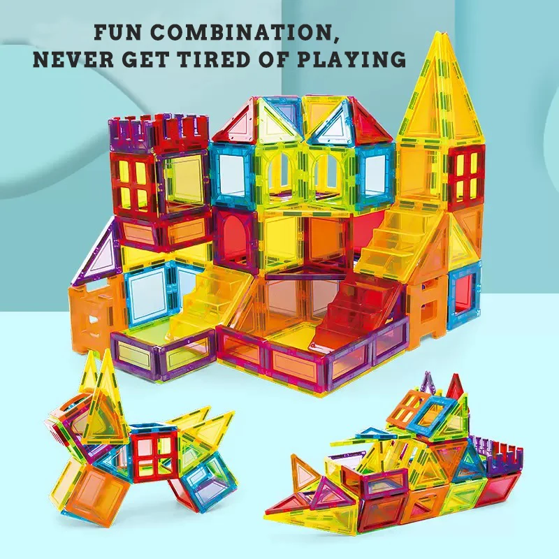 Magnetyczne płytki - Kryształowe, przezroczyste klocki 3D, magnetyczna arkuszowa zabawka - Niezbędne do klas STEM dla chłopców i dziewcząt w wieku 3+