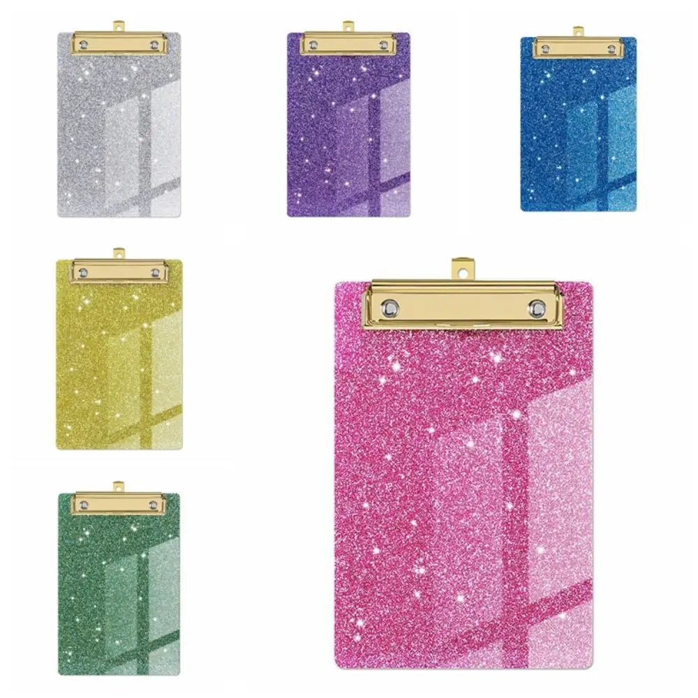 Imagem -04 - Glitter Escrita Prancheta com Low Profile Gold Clip Organizador de Papel Escrita Tablet Flash Memo Pasta do Menu Sparkly