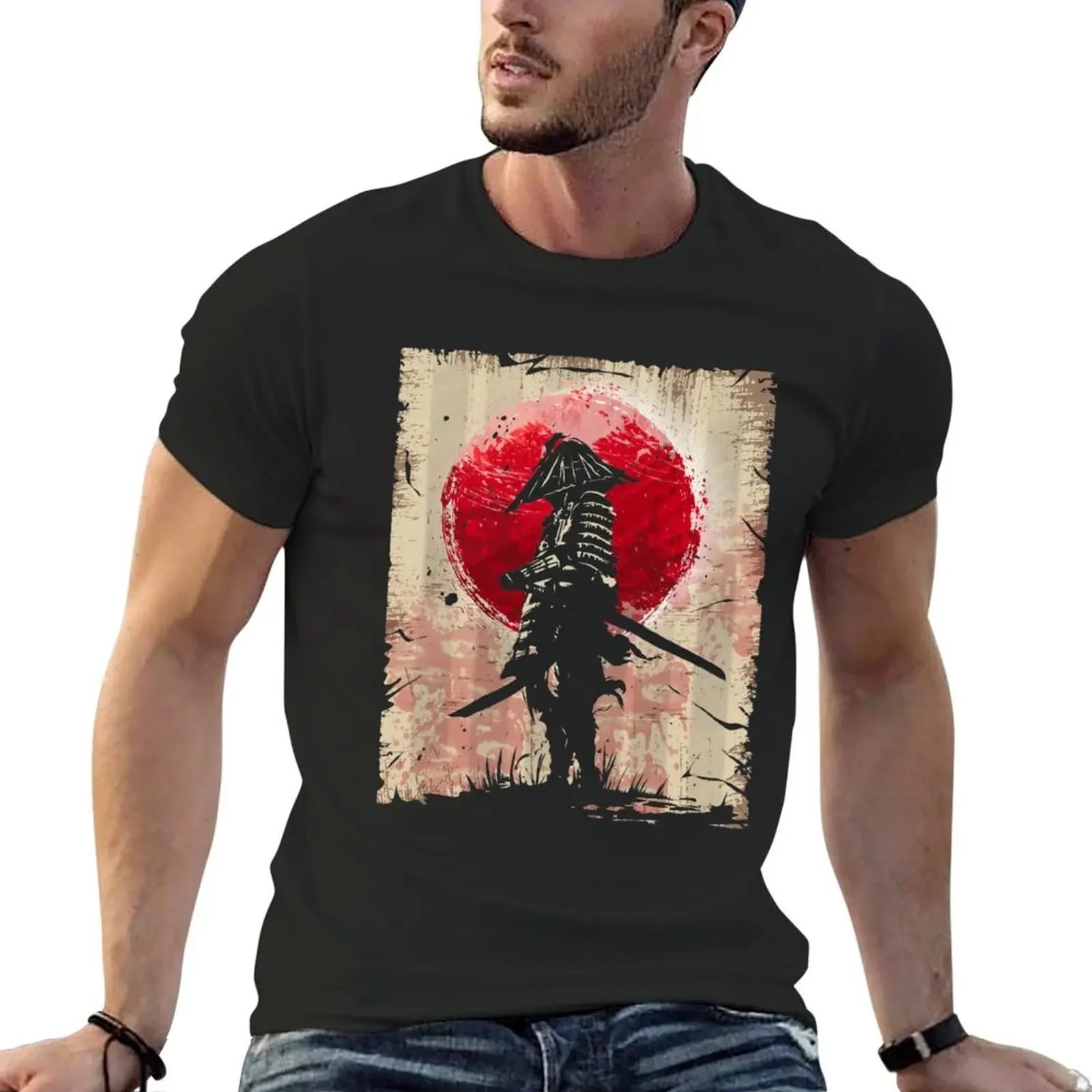 

Japanese Art Samurai Vintage Fighter Retro Design T-shirt boys whites new edition oversized t shirts for men