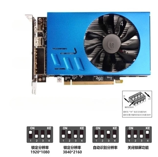 Multi-Screen Graphics Card 6 Screens 6 Ports Lock Screen RX580/R7350 Stock Futures Splicing Fusion 6 HDMI Interfaces - close-up view