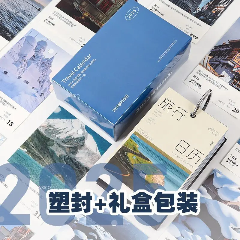 2025 Travel Calendar New Landscape Photos Desktop Tearable Page Flip Travel Photography Notebook Calendar