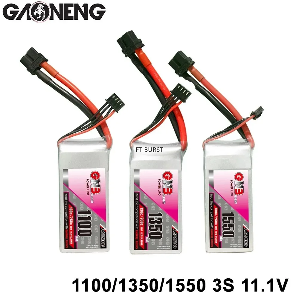 GAONENG GNB 1100/1350/1550mAh 3S 130C 260C 11.1V XT60 bateria LiPo dla Cine Whoop Cinelog Cinewhoop RC zabawka mały helikopterowy samolot