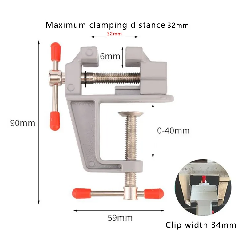 32mm Aluminium Alloy Table Bench Clamp Vise Multi-functional Bench Vise Table Screw Vise for DIY Craft Mold Fixed Repair Tool