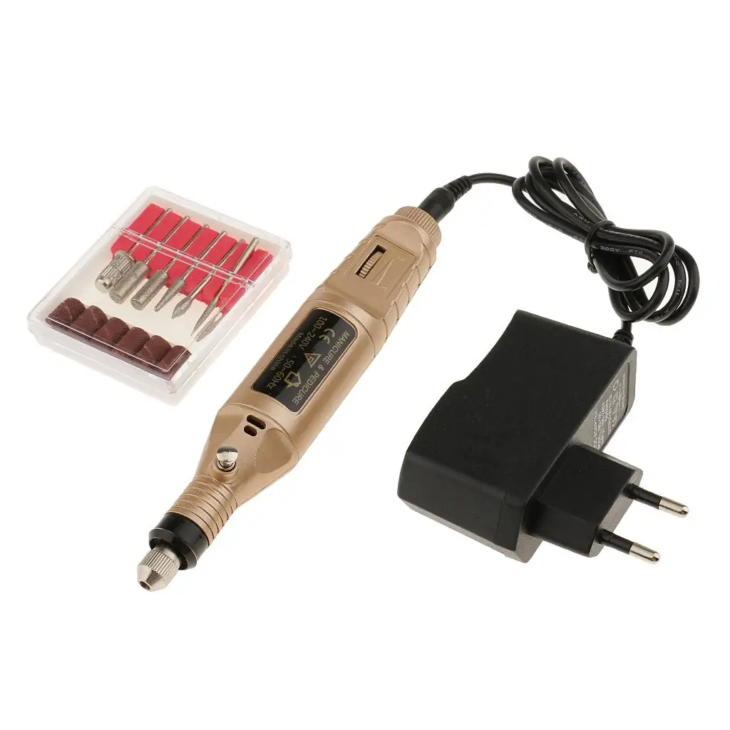 Hot Sale Protable Mini Electric File Nail Drill Manicure Machine Kit Set EU Plug Gold high quanlity