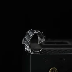 Retro Cyberpunk Gear Armor Ring For Men Antique Punk Gothic Adjustable Ring Handmade Rock Biker Accessories Man Jewelry Gift