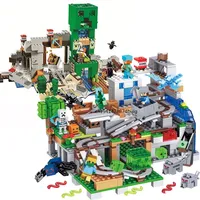 The Mountain Cave Elevator Village Tree House Building Block With Figures Compatible 21137 My World Bricks Set Gifts Toys