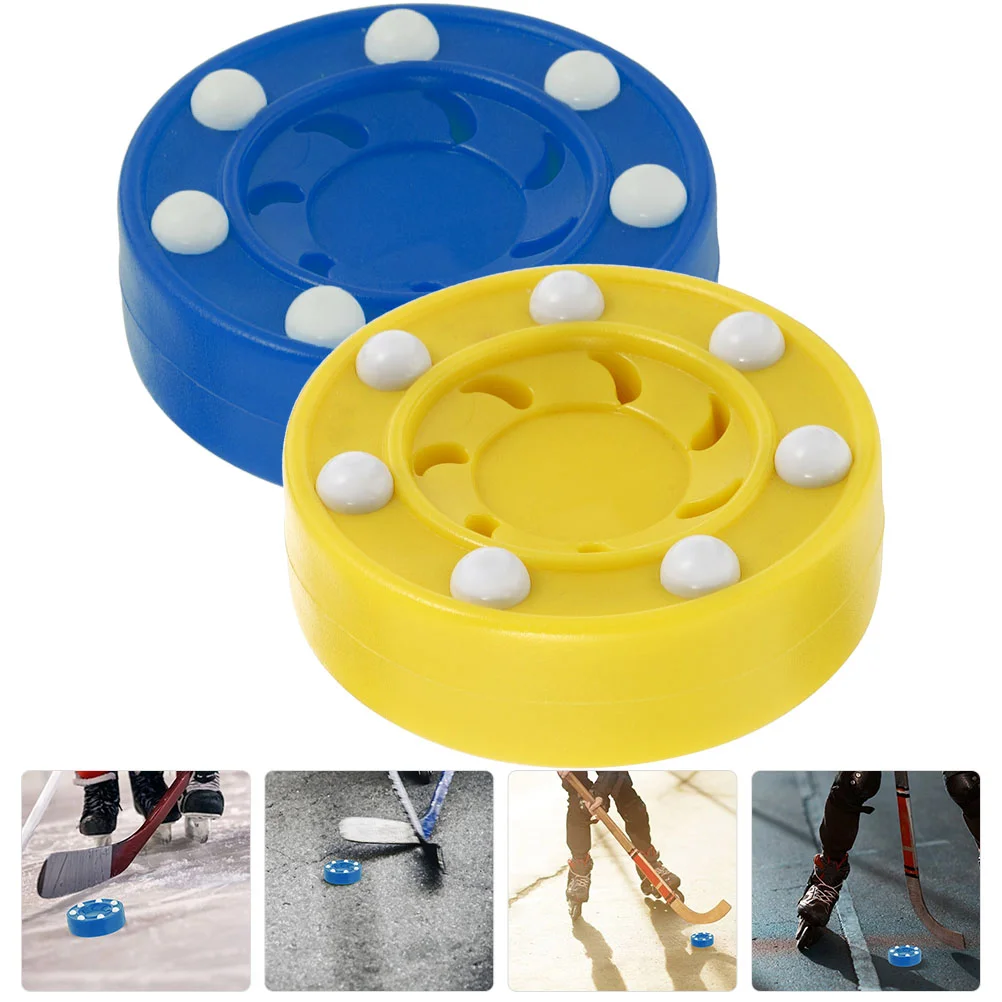 2 Pcs Hockey Balls Slide Board Pucks Plastic Practicing Dedicated