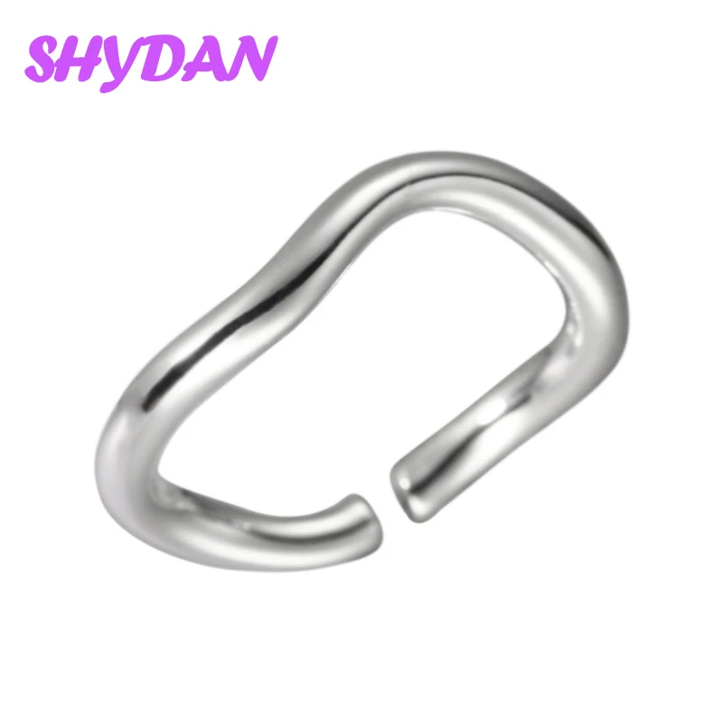 SHYDAN 925 Sterling Silber Wellenförmiger Verstellbarer Offener Ring für Damen und Mädchen, Modeschmuck