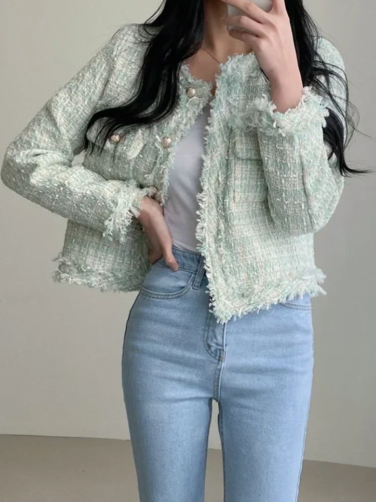 Primavera outono nova versão coreana moda elegante em torno do pescoço aberto cardigan casaco feminino curto engrossado lã malhas jaquetas