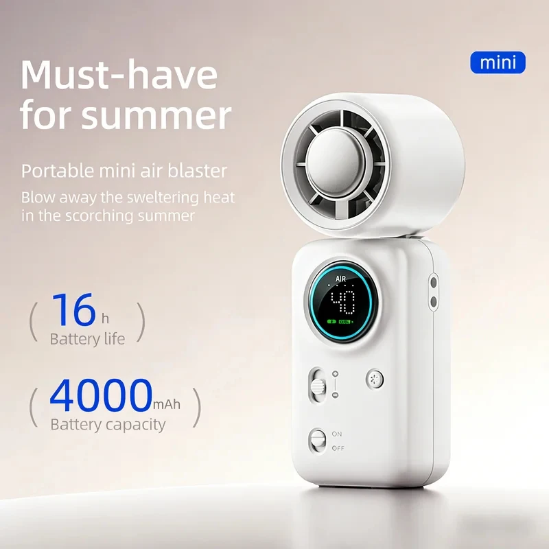 Cross-border High Speed Foldable Handheld Turbo Fan Ice Compress Cooling Mini Air Cooler Rechargeable Portable Wind Cannon