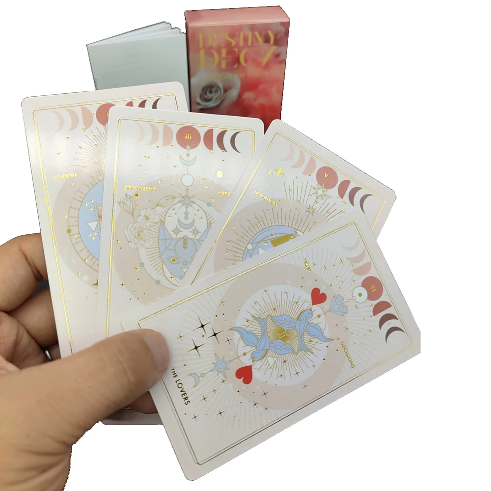 12CMx7CM Destiny Divination Tarot Cards Deck for Beginners with Gold Embossing for Women with Paper Guidebook English