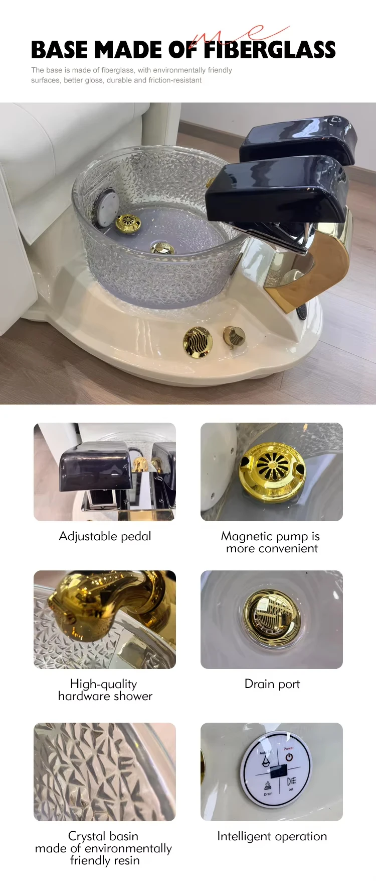 Luxuriöser Elektrischer Fuß-Spa-Massagesessel mit Automatischer Pediküre-Funktion, Modernes Leder-Nagelstudio-Möbelstück mit LED-Beleuchtung, Komfort für Schönheitssalons – Detail 5
