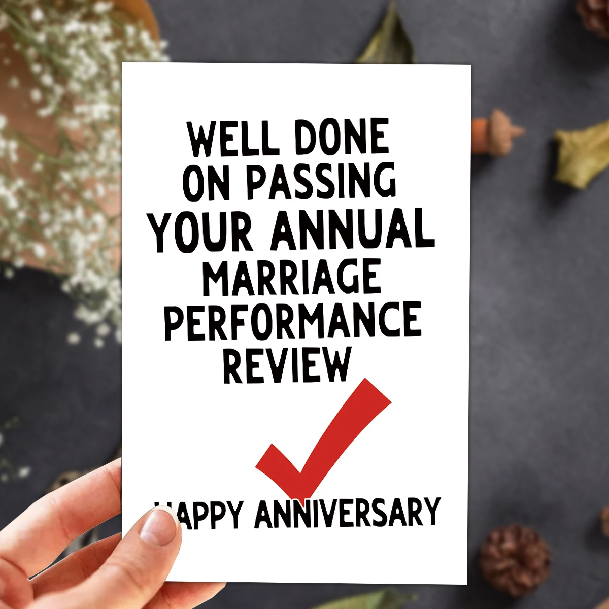 1pc Funny Marriage Anniversary Card For Husband Wife,Hilarious Greeting Card With Envelope,Anniversary Card For Couple Partners
