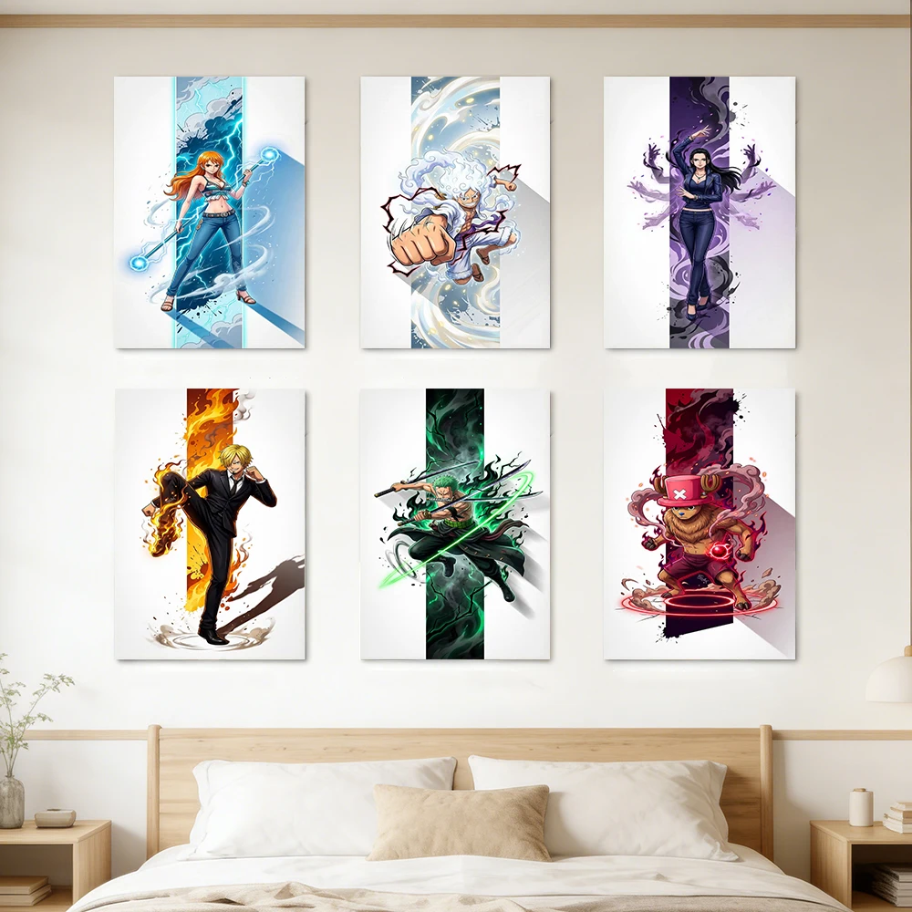 Splash Watercolor Anime One Piece Canvas Poster Mugiwara Nine Crew Luffy Zoro Sanji Nami HD Wall Decor Living Gamer Bedroom Gift