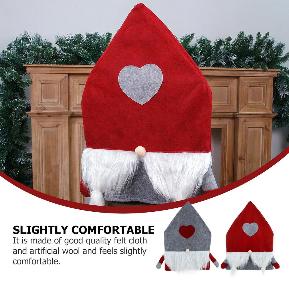 

2Pcs Xmas Chair Cover Accessory Practical Function Felt Cloth Artificial Wool Festival Atmosphere Xmas Chair Cover