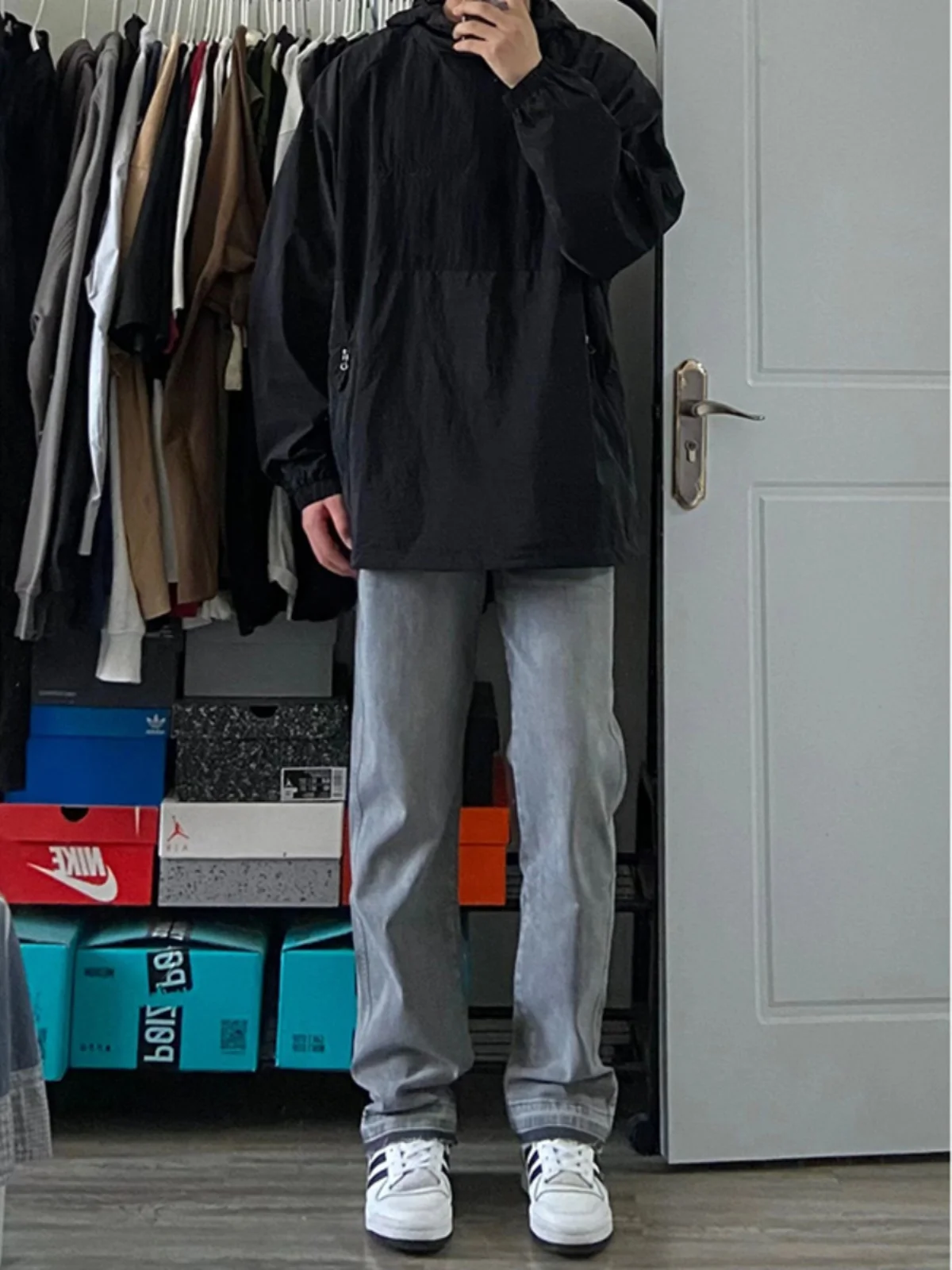 

Мужские джинсы American Sle Cement Color Bell Bot, зауженные, прямого кроя, с длинными штанинами, узкая версия, для молодежи, модные