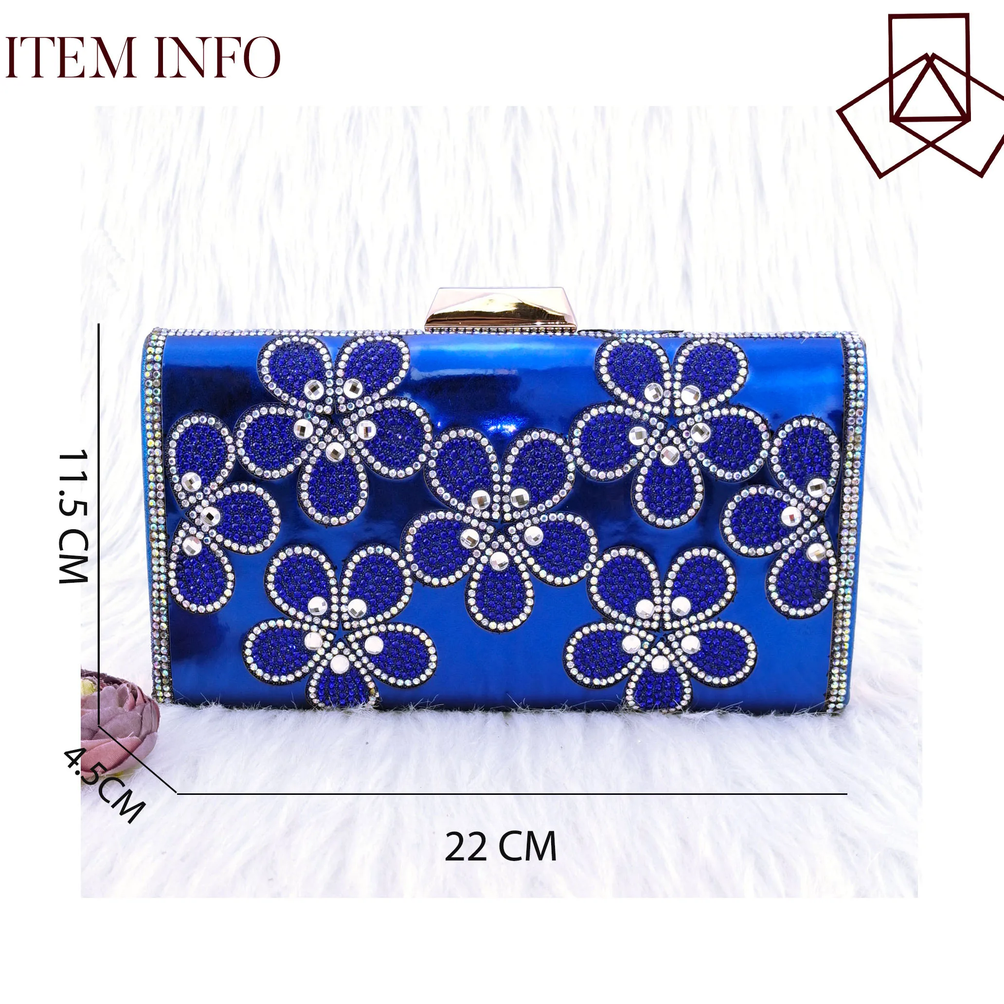 Classic Ladies Clutch Shiny Stereo Clutch Fashion Handbag Rhinestone Decoration Banquet Bag