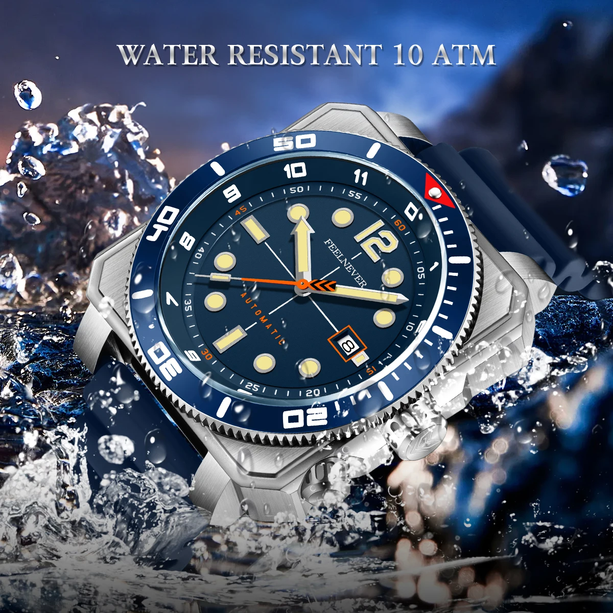 FeelNever 8215 Movement Automatic Dive Watch for Men Super Luminous 316 Steel Wristwatch Sapphire Sports Mechanical Male Watches