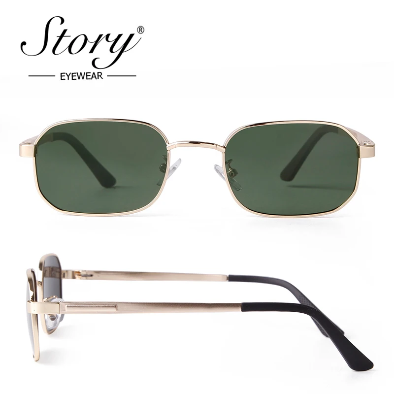 Fashion Metal Small Square Sunglasses Men Women Retro Classic Spring Hinge TAC Polarized Sun Glasses Green Driving Shades Z1650