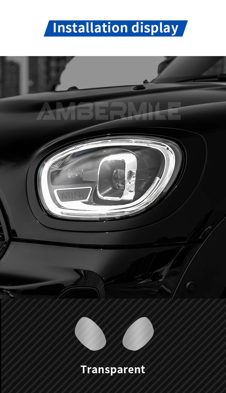 Für MINI Cooper F54 F55 F56 F57 F60 TPU Schwarzgetünkte Transparente TPU Scheinwerfer-Schutzfolie Modifikations-Farbwechselfolien – Detail 3
