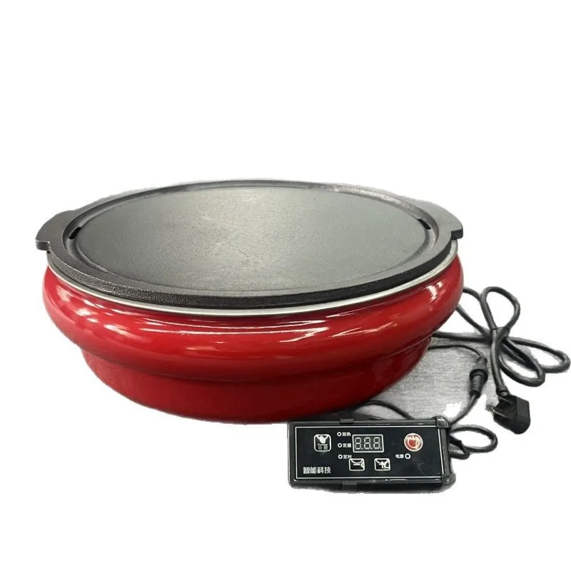 

Upper row electric grill non-stick iron plate Japanese electric grill Korean round electric grill cast iron grill wholesale