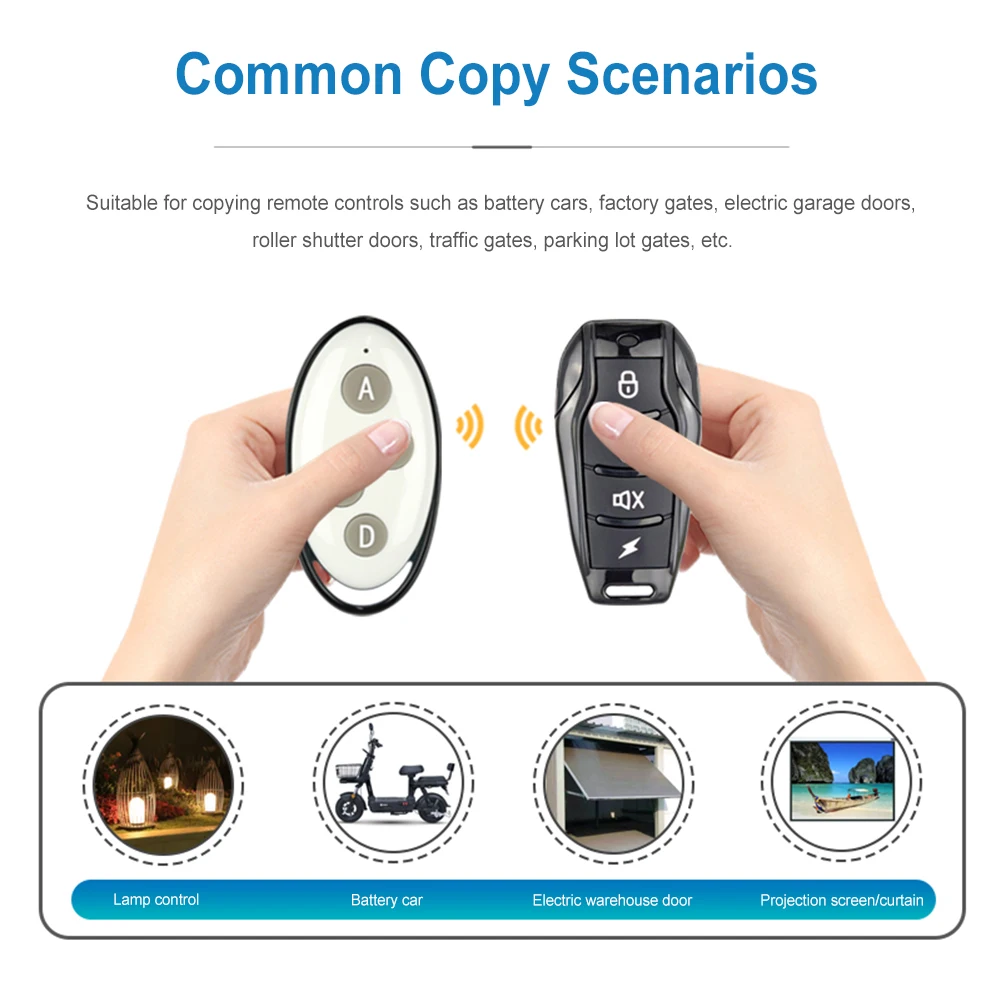 Fungsi Salinan Remote Control Klon 315/433Mhz 4 Tombol Pemancar RF Duplikator Kloning Otomatis untuk Pintu Garasi Pintu Listrik