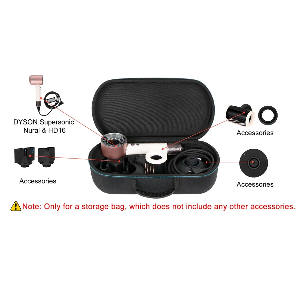 Custodia da viaggio rigida in EVA per asciugacapelli Dyson HD08 HD15 HD16 Borsa portaoggetti portatile leggera supersonica per protezione dalla polvere Bagno