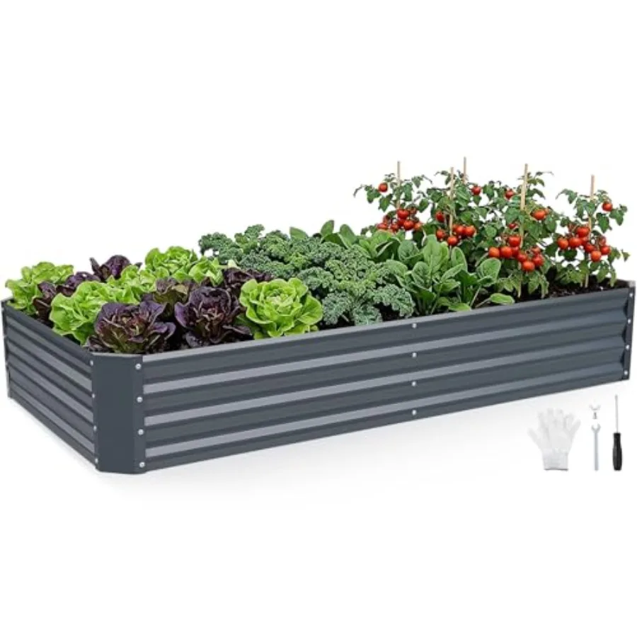 

Оцинкованный комплект для приподнятой грядки 6x3x1 фут, металлические уличные грядки для овощей, цветов, трав, устойчивые к ржавчине, простая сборка