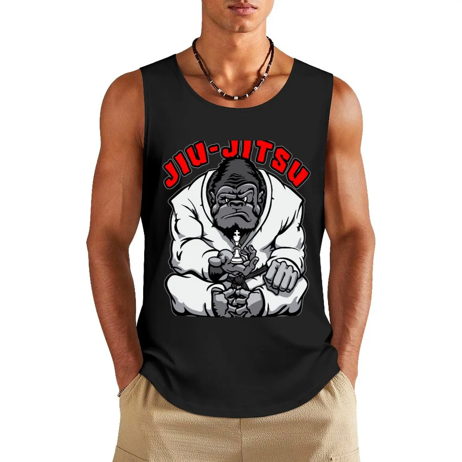 Майка в бразильском стиле для джиу-джитсу, MMA, BJJ, Gorilla Grappling, Шахматный Король, летняя коллекция 2024 года, мужская одежда