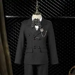 Boys Wedding Photograph Suit Kids Luxurious Double-Breasted Birthday Suit Children Tuxedo Dress Child Performance Show Costume