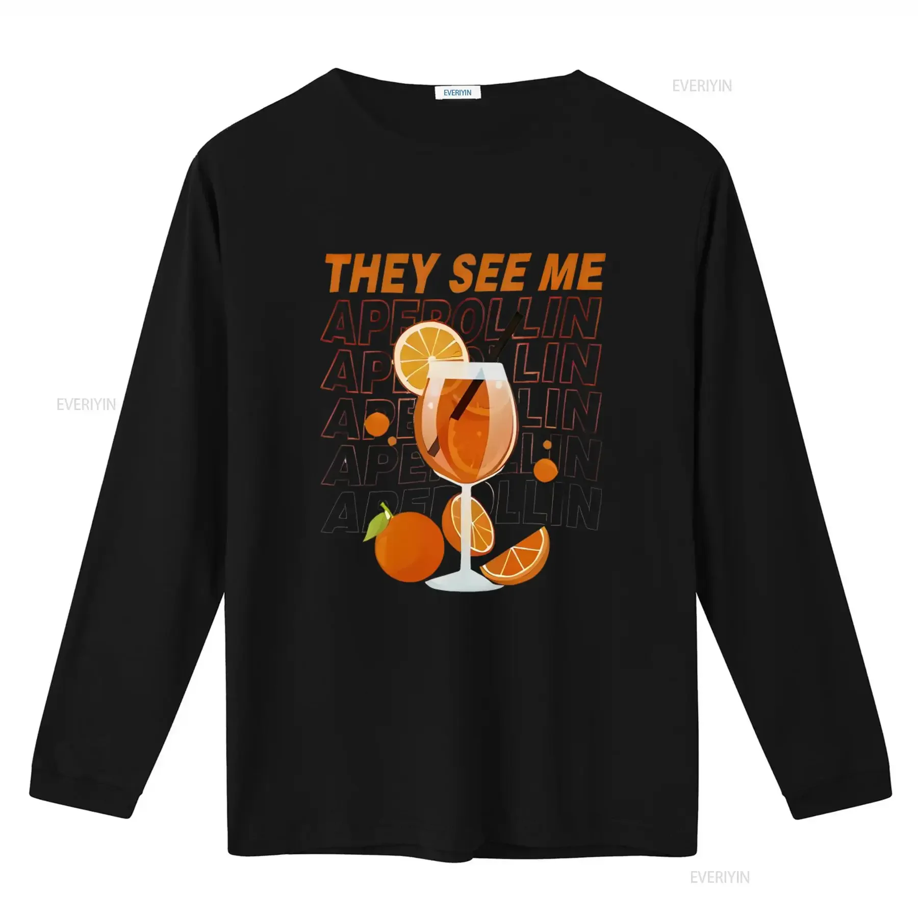 Mens Alcohol Fun T Shirt Saying They See Me Aperollin Summer Party Orange Cocktail Print Casual vintage Washed designer clothes