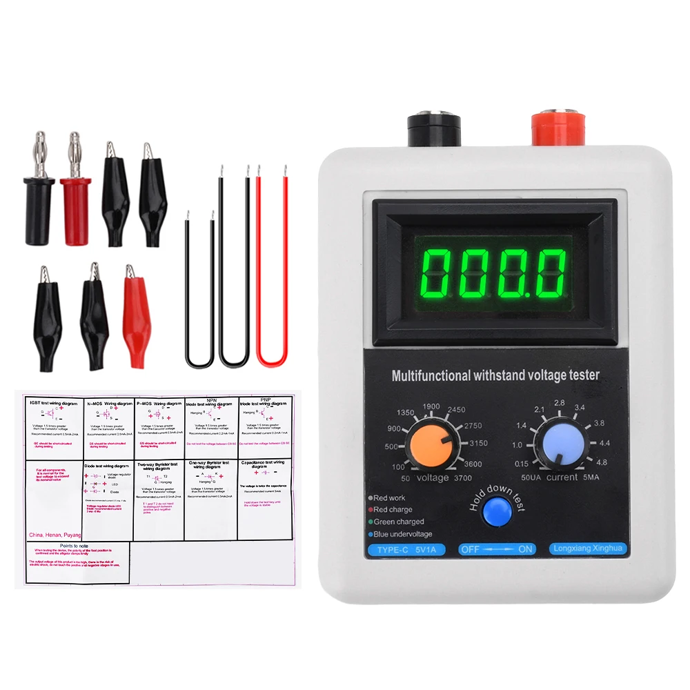 0V-3700V IGBT Voltage Transistor Tester Diode MOS Triode Capacitor Resistor Withstand Tester LCD Display Voltmeter Multimeter